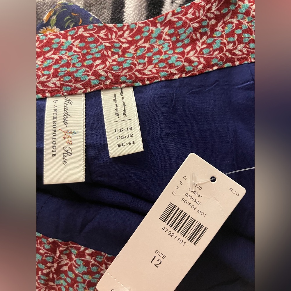Anthropologie meadow rue Multicolor ditsy Floral flowy mixed print Midi Skirt 12 - Picture 6 of 7